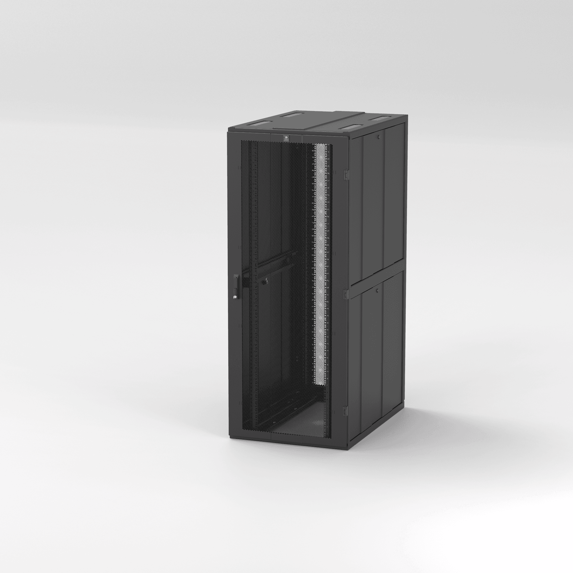 Wenvex DX-Series 47U 19-inch server rack, 800 × 1200 mm, in black RAL 9011 with a closed 80% mesh front door.